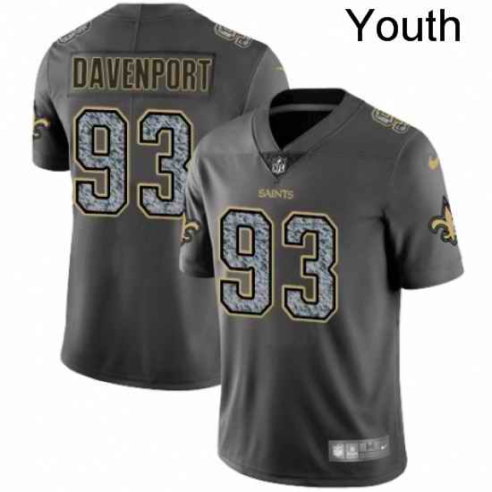 Youth Nike New Orleans Saints 93 Marcus Davenport Limited Black 2016 Salute to Service NFL Jersey